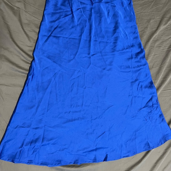 Blue Satin Midi Skirt - Picture 2 of 4